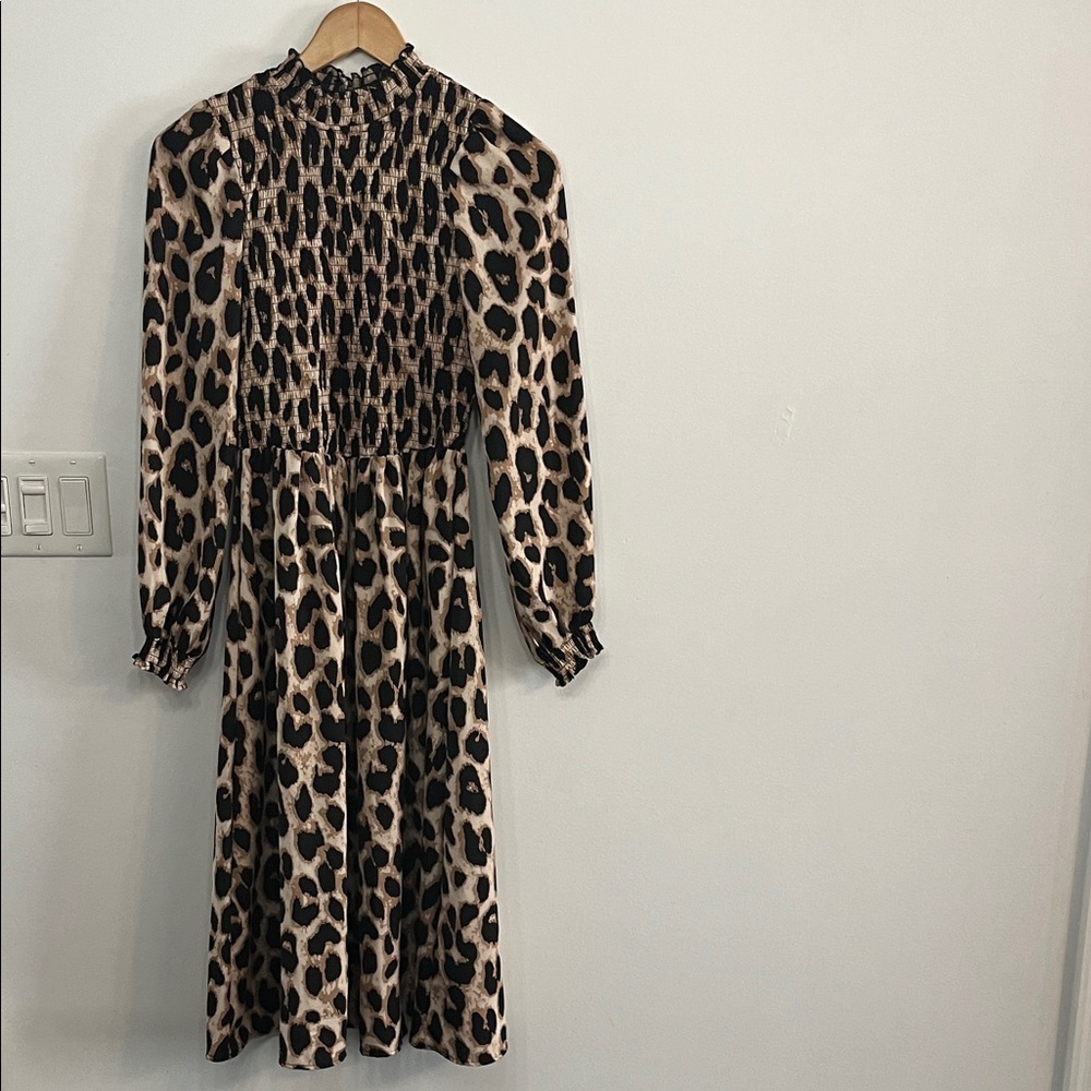 Leopard Print Long Sleeve Dress